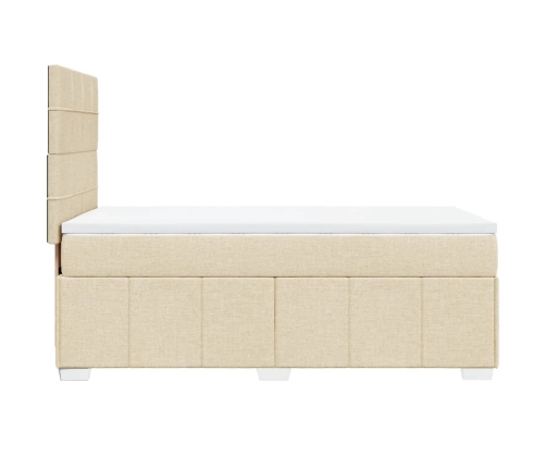 Cama box spring con colchón tela color crema 80x200 cm