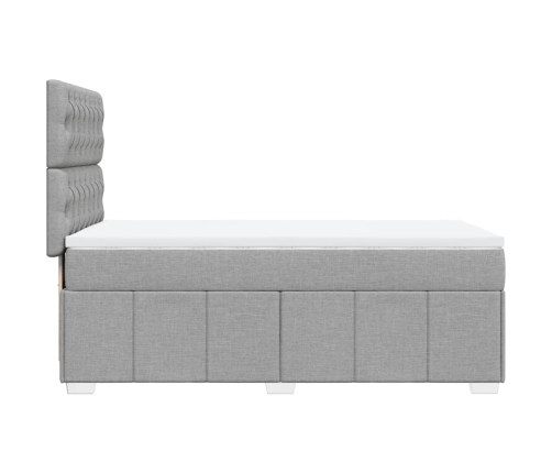 Cama box spring con colchón tela gris claro 80x200 cm