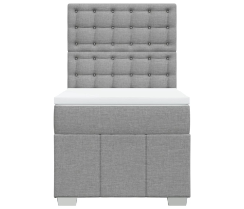 Cama box spring con colchón tela gris claro 80x200 cm