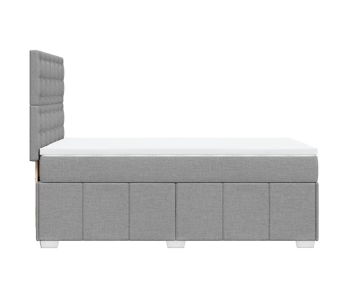 Cama box spring con colchón tela gris claro 80x200 cm