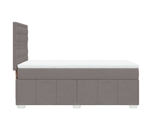 Cama box spring con colchón tela gris taupe 80x200 cm