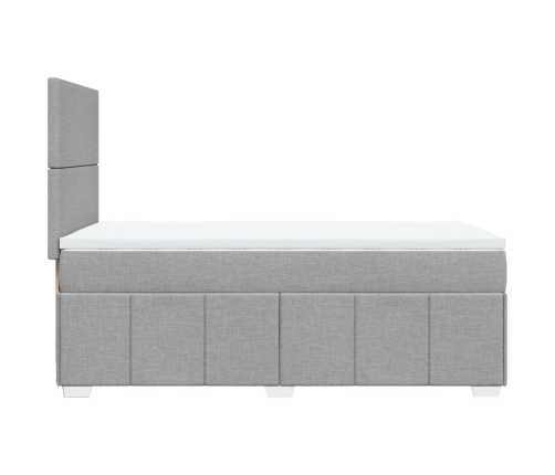 Cama box spring con colchón tela gris claro 90x190 cm