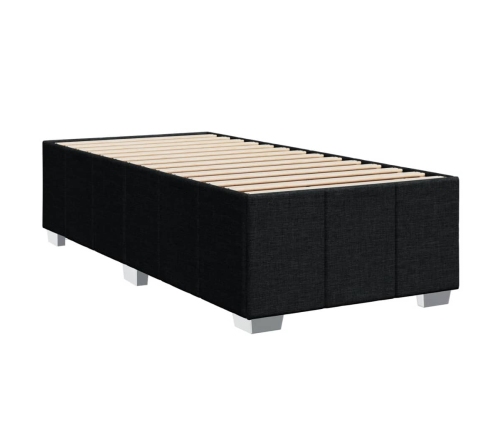 Cama box spring con colchón tela negro 90x190 cm