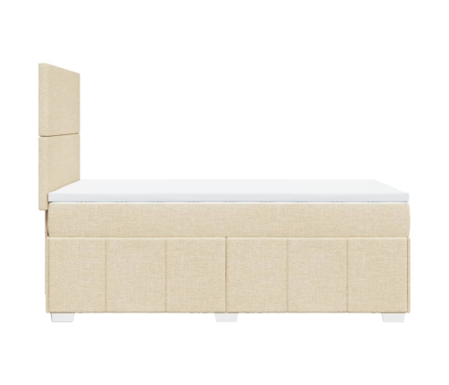 Cama box spring con colchón tela color crema 90x190 cm