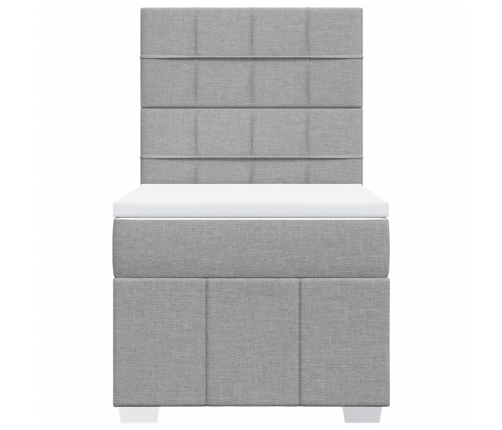 Cama box spring con colchón tela gris claro 90x190 cm