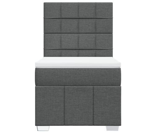 Cama box spring con colchón tela gris oscuro 90x190 cm