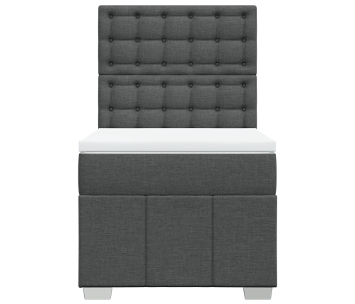 Cama box spring con colchón tela gris oscuro 90x190 cm