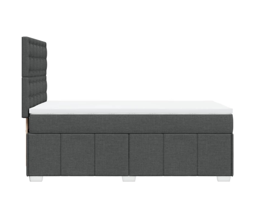 Cama box spring con colchón tela gris oscuro 90x190 cm