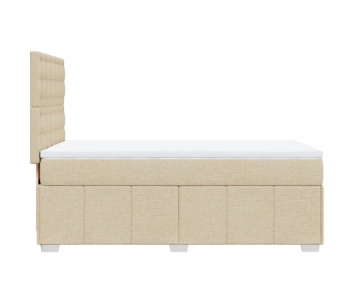 Cama box spring con colchón tela color crema 90x190 cm