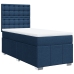 Cama box spring con colchón tela azul 90x190 cm