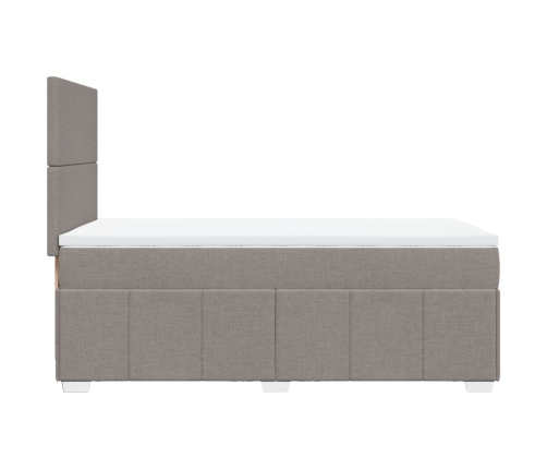 Cama box spring con colchón tela gris taupe 90x200 cm