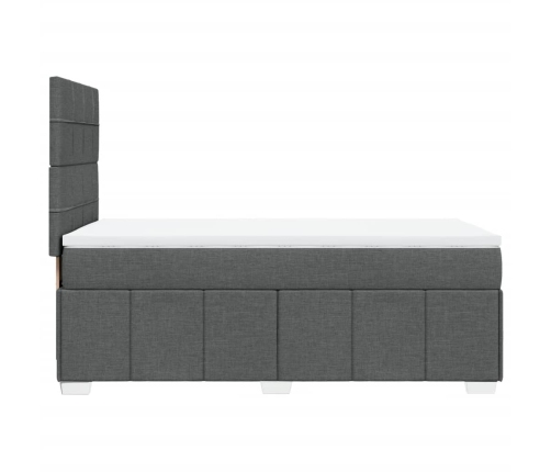 Cama box spring con colchón tela gris oscuro 90x200 cm