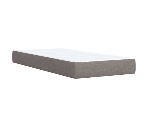 Cama box spring con colchón tela gris taupe 90x200 cm