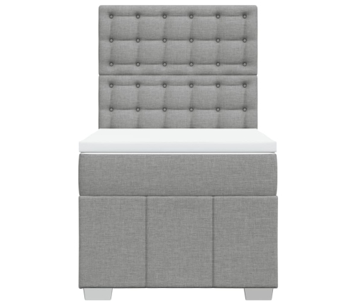 Cama box spring con colchón tela gris claro 90x200 cm