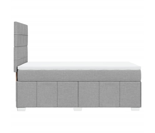 Cama box spring con colchón tela gris claro 100x200 cm