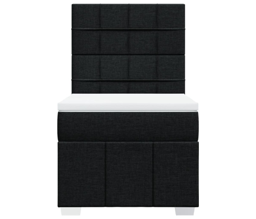 Cama box spring con colchón tela negro 100x200 cm