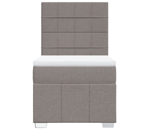 Cama box spring con colchón tela gris taupe 100x200 cm
