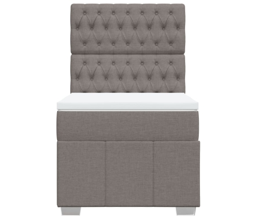 Cama box spring con colchón tela gris taupe 100x200 cm