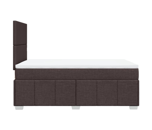 Cama box spring con colchón tela marrón oscuro 120x190 cm