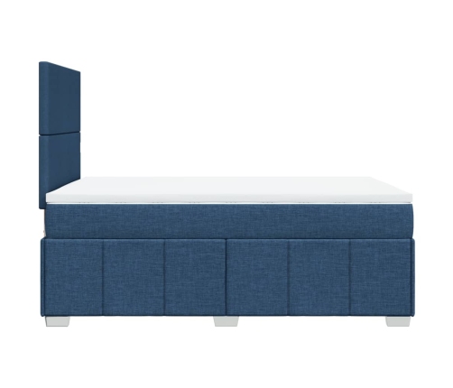 Cama box spring con colchón tela azul 120x190 cm