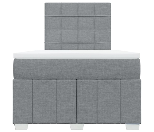 Cama box spring con colchón tela gris claro 120x190 cm