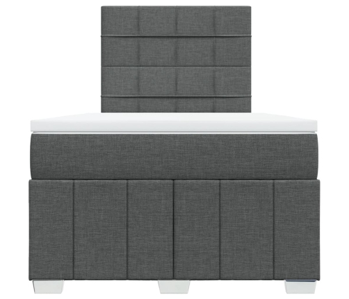 Cama box spring con colchón tela gris oscuro 120x190 cm