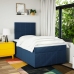 Cama box spring con colchón tela azul 120x190 cm
