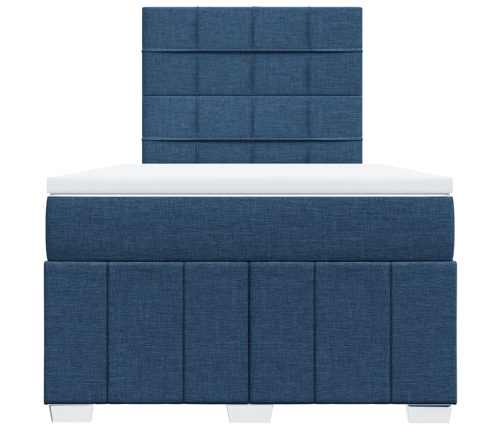 Cama box spring con colchón tela azul 120x190 cm
