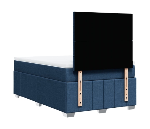 Cama box spring con colchón tela azul 120x190 cm