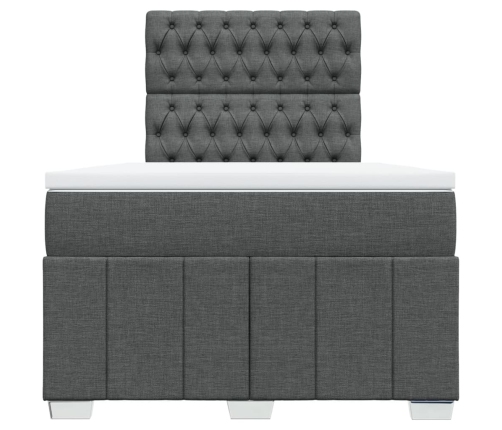 Cama box spring con colchón tela gris oscuro 120x190 cm