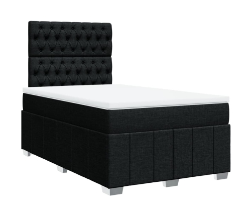 Cama box spring con colchón tela negro 120x190 cm