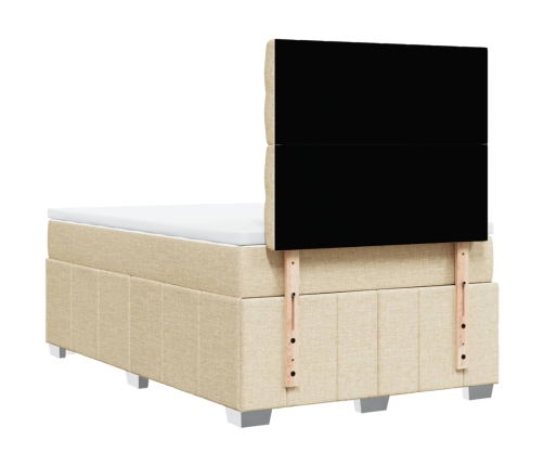 Cama box spring con colchón tela color crema 120x190 cm