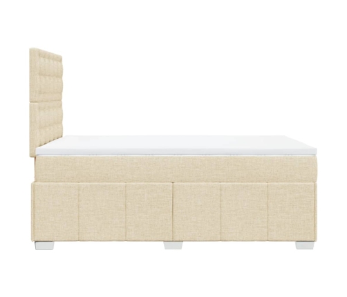 Cama box spring con colchón tela color crema 120x190 cm