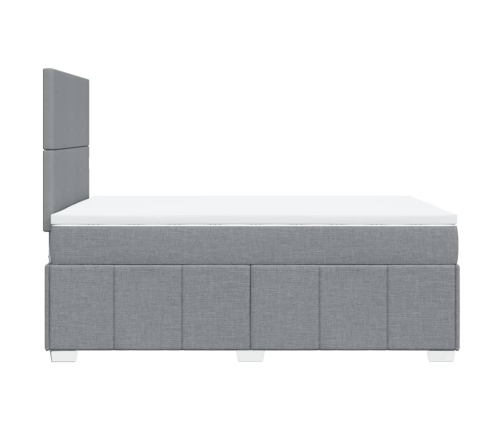 Cama box spring con colchón tela gris claro 120x200 cm