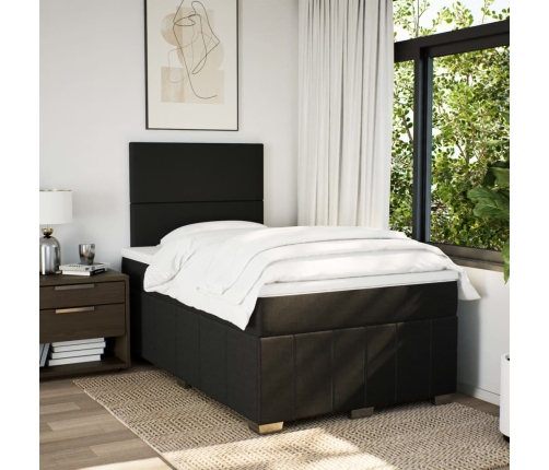 Cama box spring con colchón tela negro 120x200 cm