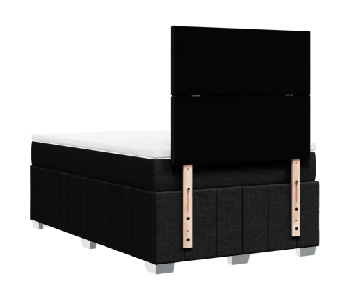 Cama box spring con colchón tela negro 120x200 cm