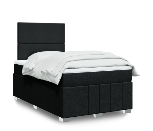 Cama box spring con colchón tela negro 120x200 cm