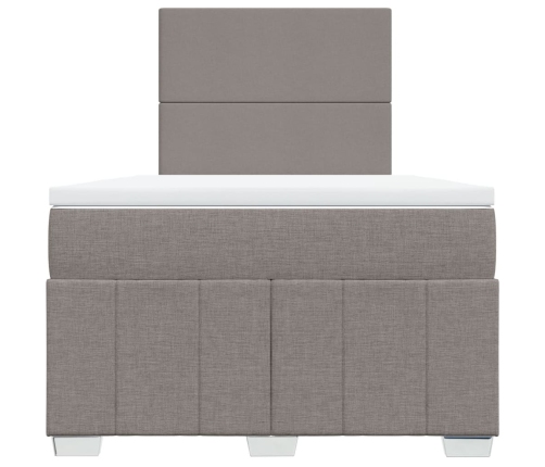 Cama box spring con colchón tela gris taupe 120x200 cm