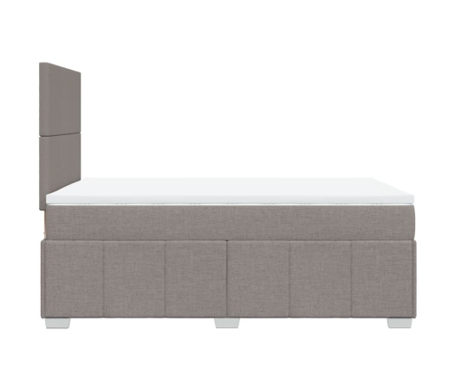 Cama box spring con colchón tela gris taupe 120x200 cm