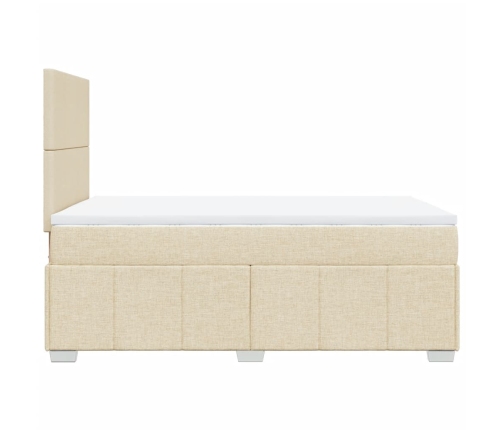 Cama box spring con colchón tela color crema 120x200 cm