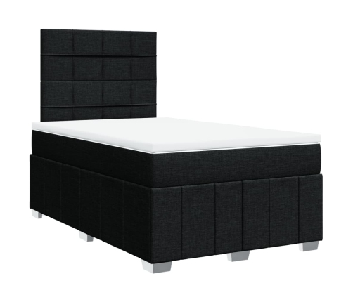 Cama box spring con colchón tela negro 120x200 cm