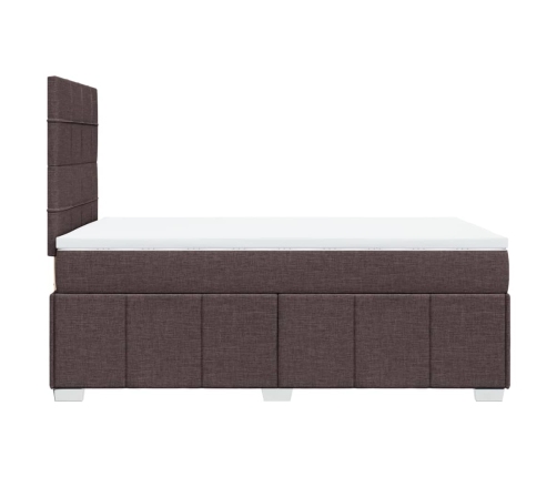 Cama box spring con colchón tela marrón oscuro 120x200 cm