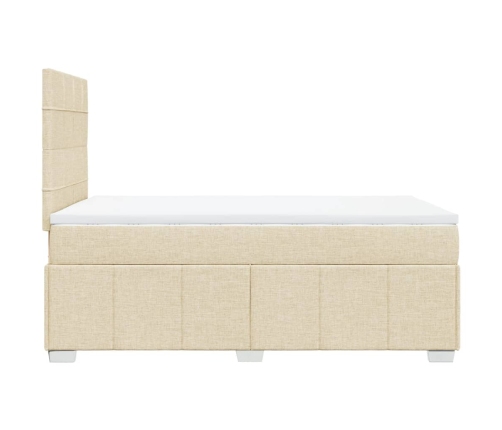 Cama box spring con colchón tela color crema 120x200 cm