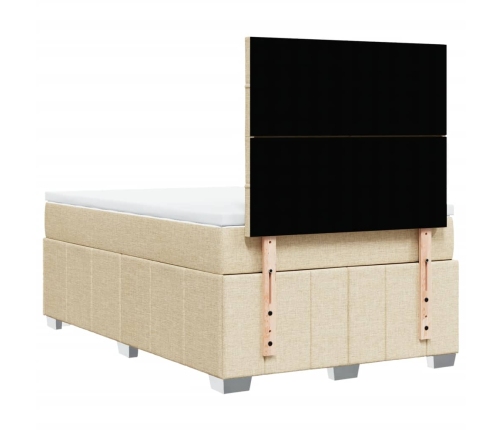 Cama box spring con colchón tela color crema 120x200 cm