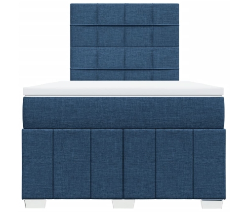 Cama box spring con colchón tela azul 120x200 cm