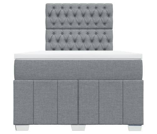 Cama box spring con colchón tela gris claro 120x200 cm