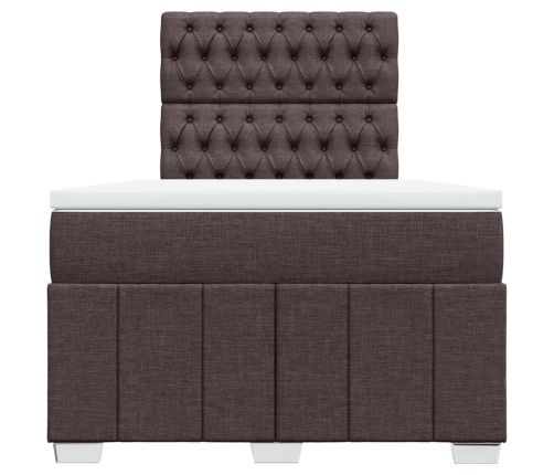 Cama box spring con colchón tela marrón oscuro 120x200 cm