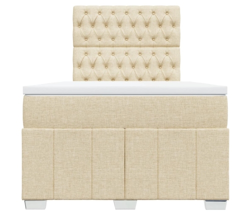 Cama box spring con colchón tela color crema 120x200 cm