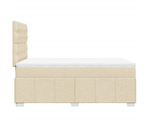 Cama box spring con colchón tela color crema 120x200 cm