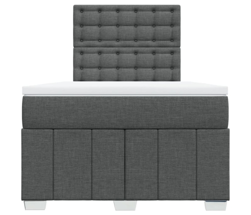 Cama box spring con colchón tela gris oscuro 120x200 cm